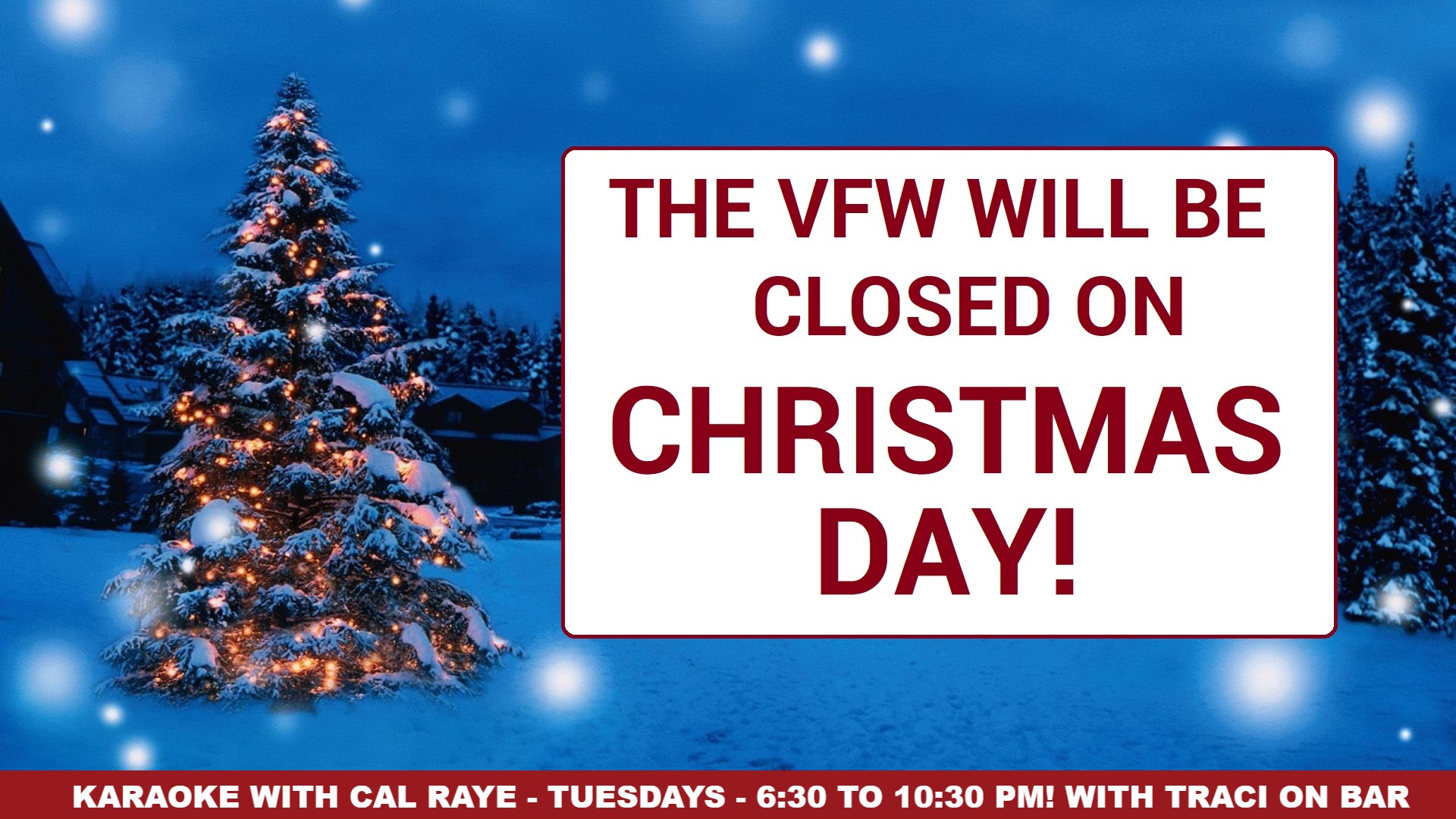 Tiverton VFW – announcement and events screen in the hall.